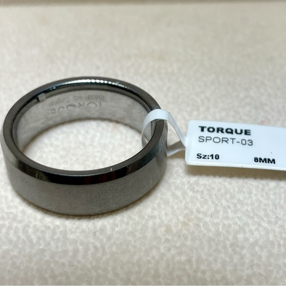 TORQUE Mens Size 10 Tungsten Carbide Beveled Edge Satini Finish Comfort Fit 8mm - Picture 3 of 8